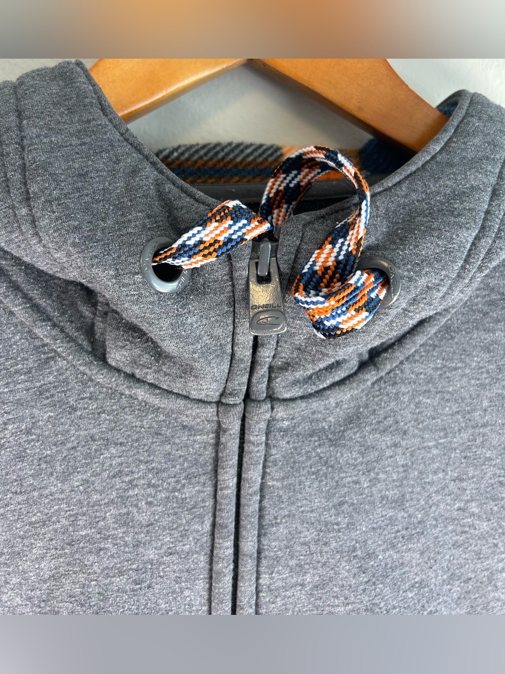 VTG O’Neill Mens Hoodie Sweater Sz XXL Gray Embroidered Braided Drawstrings Y2K - Picture 7 of 12